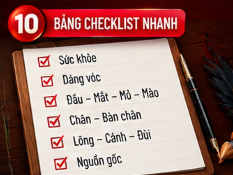 Bảng checklist lựa gà đá 33WIN